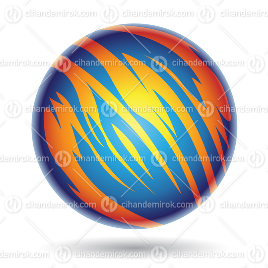 Blue and Yellow Striped Planet Sphere