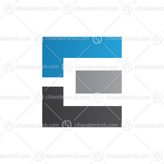 Blue Black and Grey Rectangular Letter E Icon