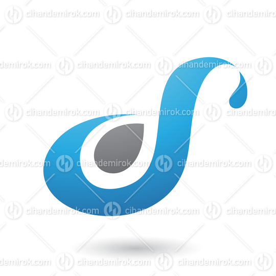 Blue Curvy Fun Letter D or S Vector Illustration