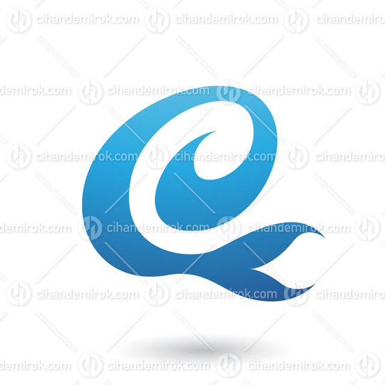 Blue Curvy Fun Letter E Vector Illustration