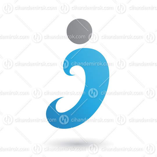 Blue Curvy Fun Letter I Vector Illustration
