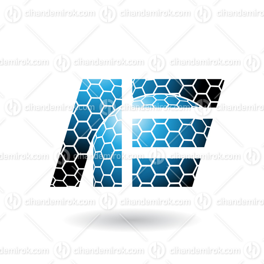 Blue Dual Letters of A and E with Honeycomb Pattern