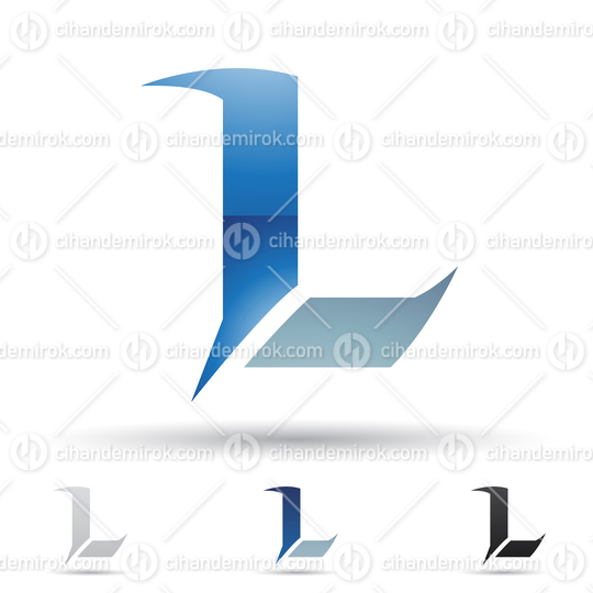Blue Glossy Abstract Logo Icon of a Curved Spiky Letter L