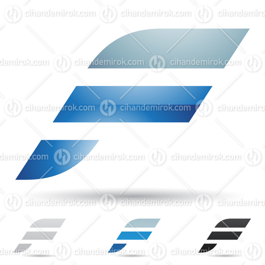 Blue Glossy Abstract Logo Icon of Letter F with Italic Stripes