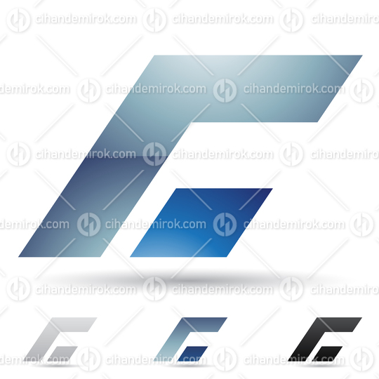 Blue Glossy Abstract Square and Rectangular Italic Logo Icon of Letter C