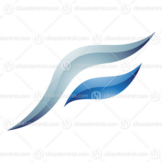 Blue Glossy Bird Shaped Letter F Logo Icon - Bundle No: 045