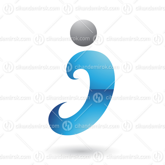 Blue Glossy Curvy Fun Letter I Vector Illustration