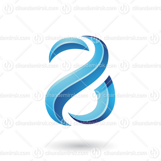 Blue Glossy Snake Shaped Letter A Vector Illustration
