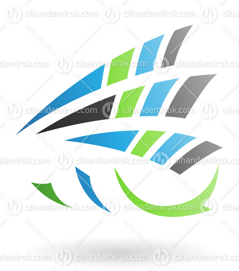 Blue Green and Black Flying Dynamic Abstract Triangular Striped Logo Icon