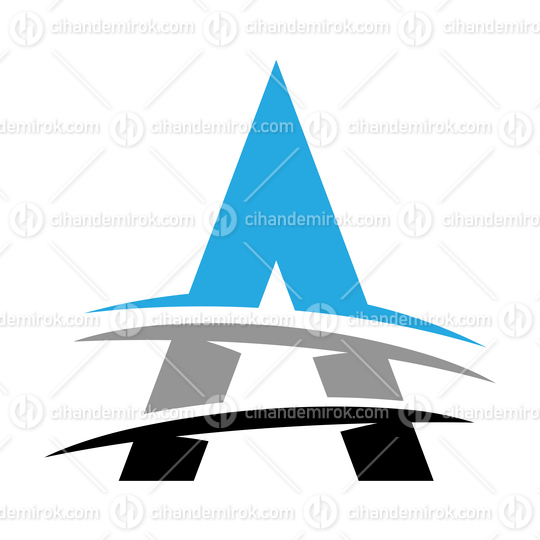 Blue Grey and Black Swooshed Letter A Logo Icon - Bundle No: 029