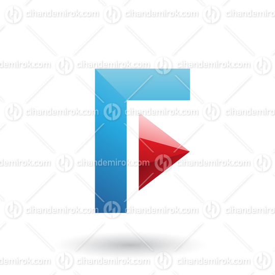 Blue Icon of Letter F with a Triangle Vector Illustration