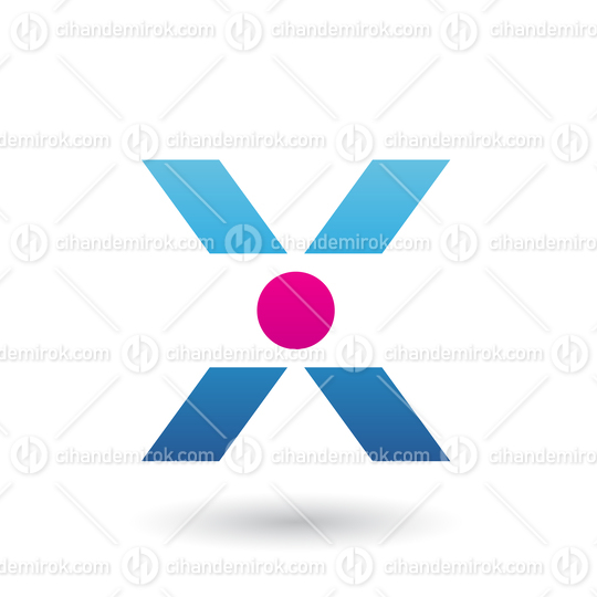 Blue Icon of Letter X with a Circle Vector Illustration