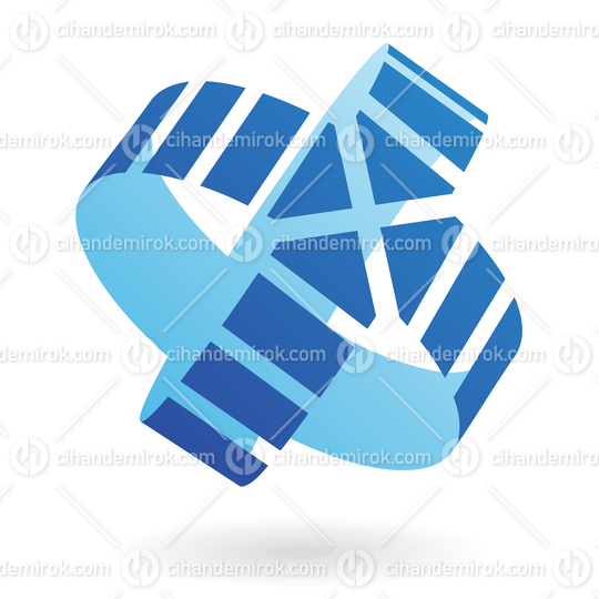 Blue Intersecting Striped Arrows Abstract Logo Icon