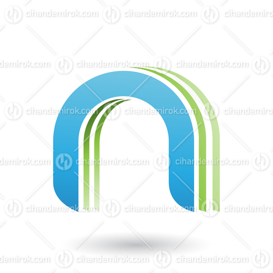 Blue Layered Icon for Letter N Vector Illustration