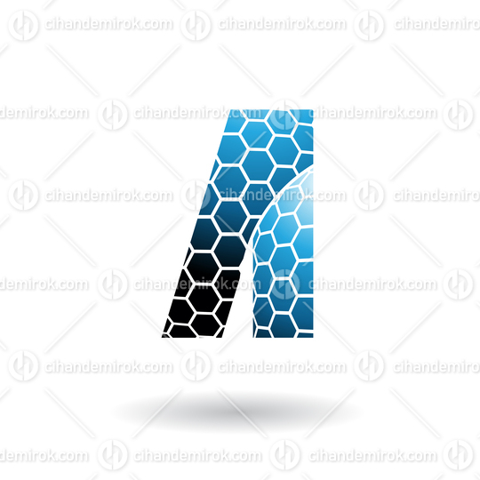 Blue Letter A with Honeycomb Pattern Vector Illustration