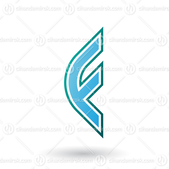 Blue Letter F Icon with Round Corners and Outer Stripes