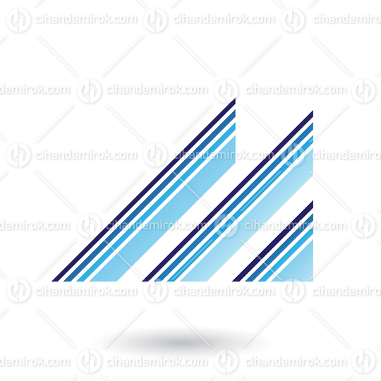 Blue Letter M with Diagonal Retro Stripes Vector Illustration