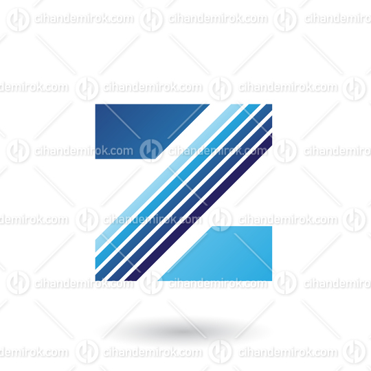 Blue Letter Z with Thick Diagonal Stripes Vector Illustration