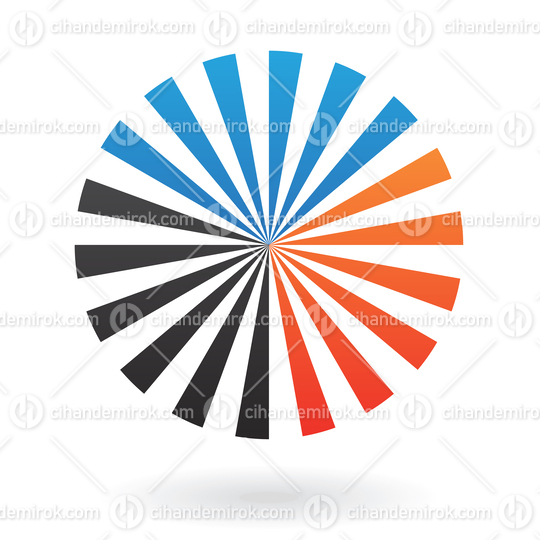 Blue Orange and Black Triangular Shapes Forming a Circle Abstract Logo Icon