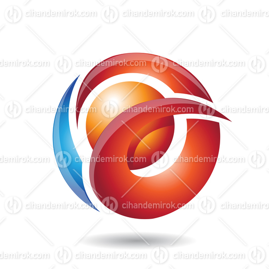Blue Red and Orange Round Icon for Letters A O or Q