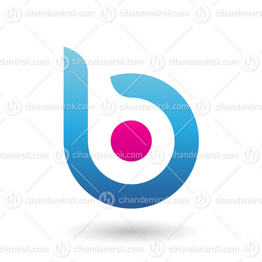 Blue Round Bold Icon for Letter B Vector Illustration