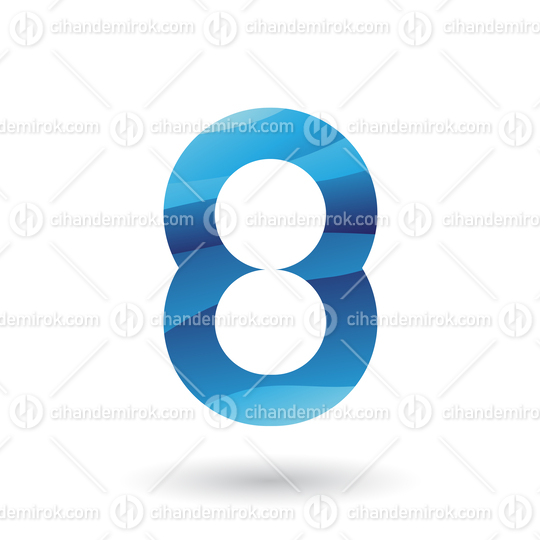 Blue Round Icon for Number 8 Vector Illustration