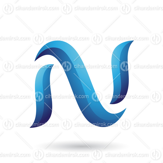 Blue Snake Shaped Letter N Vector Illustration