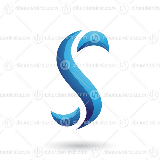 Blue Snake Shaped Letter S Vector Illustration