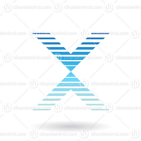 Blue Striped Icon for Letter X Vector Illustration
