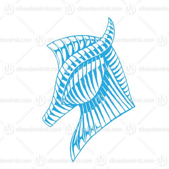 Blue Vectorized Ink Sketch of a Horse