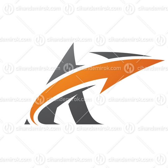 Bold Curvy Black Letter A with an Orange Arrow