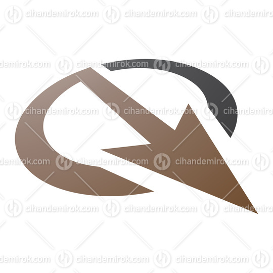 Brown and Black Arrow Shaped Letter Q Icon