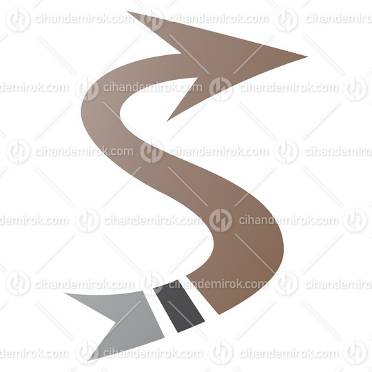 Brown and Black Arrow Shaped Letter S Icon