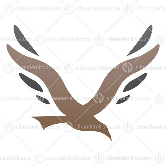 Brown and Black Bird Shaped Letter V Icon