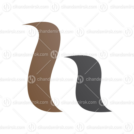 Brown and Black Calligraphic Letter H Icon