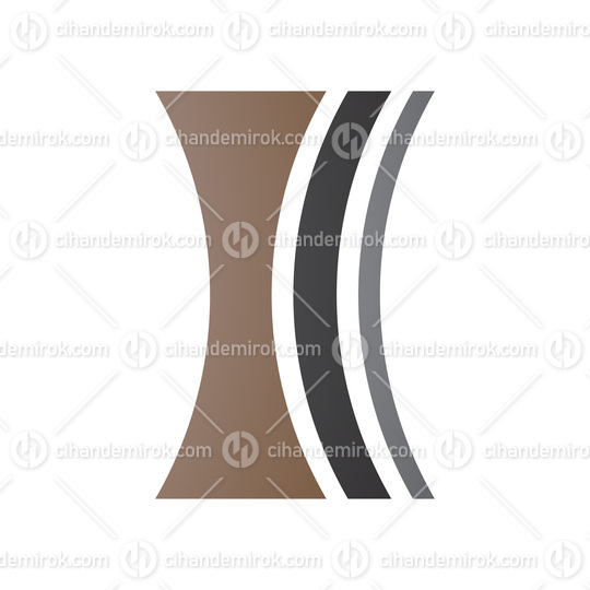 Brown and Black Concave Lens Shaped Letter I Icon