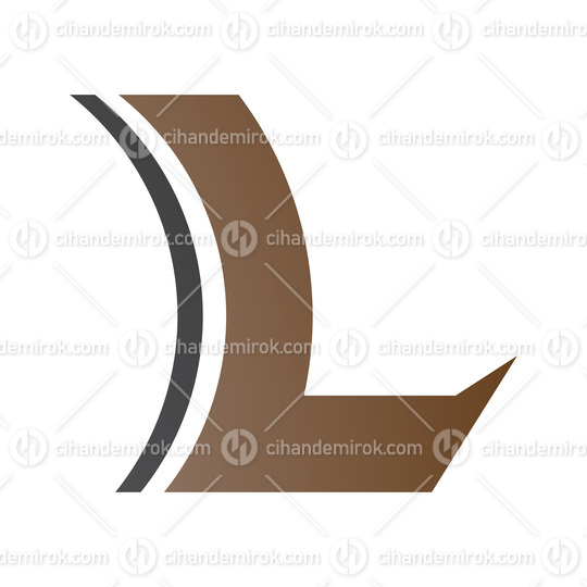 Brown and Black Concave Lens Shaped Letter L Icon
