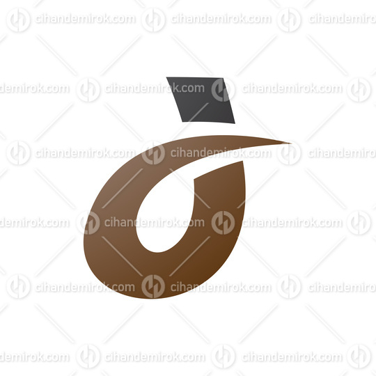 Brown and Black Curved Spiky Letter D Icon