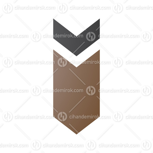 Brown and Black Down Facing Arrow Shaped Letter I Icon