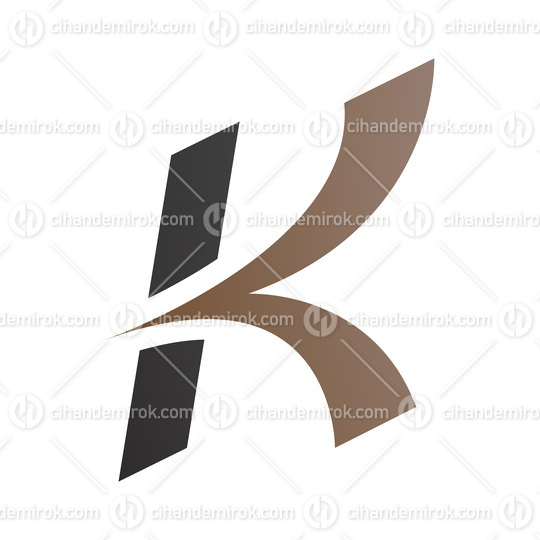 Brown and Black Italic Arrow Shaped Letter K Icon