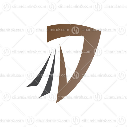 Brown and Black Letter D Icon with Tails