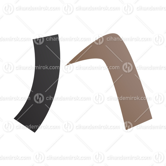 Brown and Black Letter N Icon with a Curved Rectangle