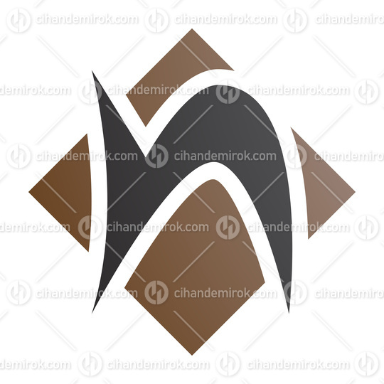 Brown and Black Letter N Icon with a Square Diamond Shape