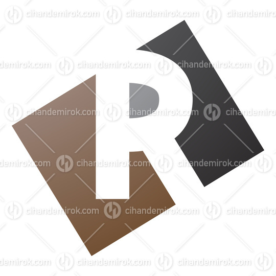 Brown and Black Rectangle Shaped Letter R Icon