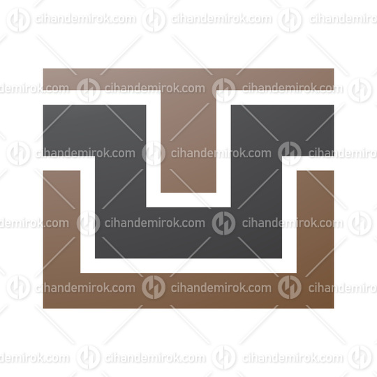 Brown and Black Rectangle Shaped Letter U Icon