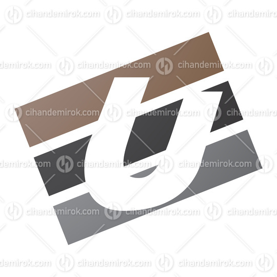 Brown and Black Rectangular Shaped Letter U Icon