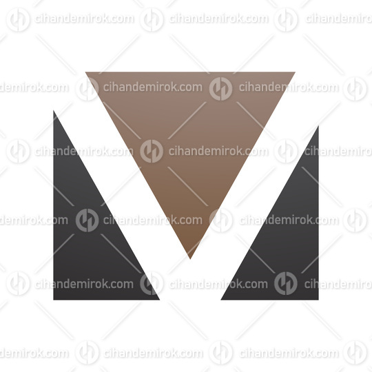 Brown and Black Rectangular Shaped Letter V Icon