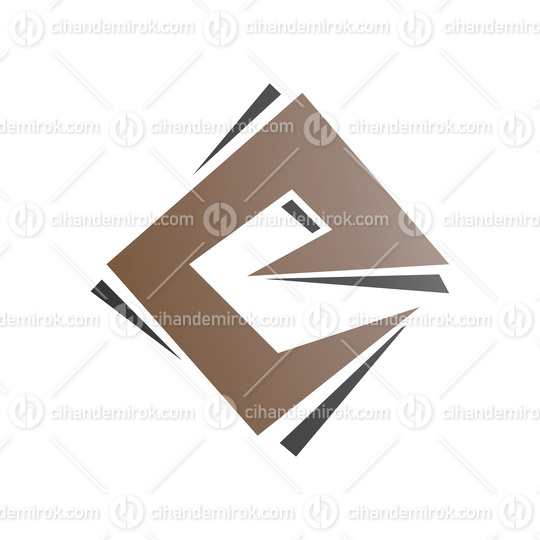 Brown and Black Square Diamond Letter E Icon