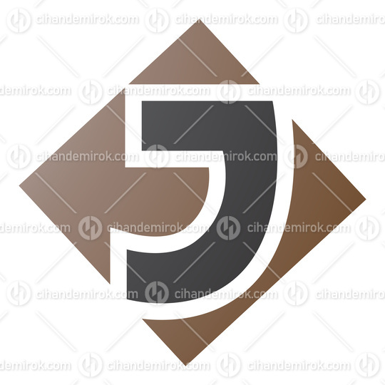 Brown and Black Square Diamond Shaped Letter J Icon