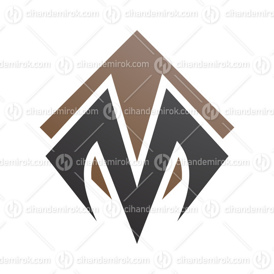 Brown and Black Square Diamond Shaped Letter M Icon